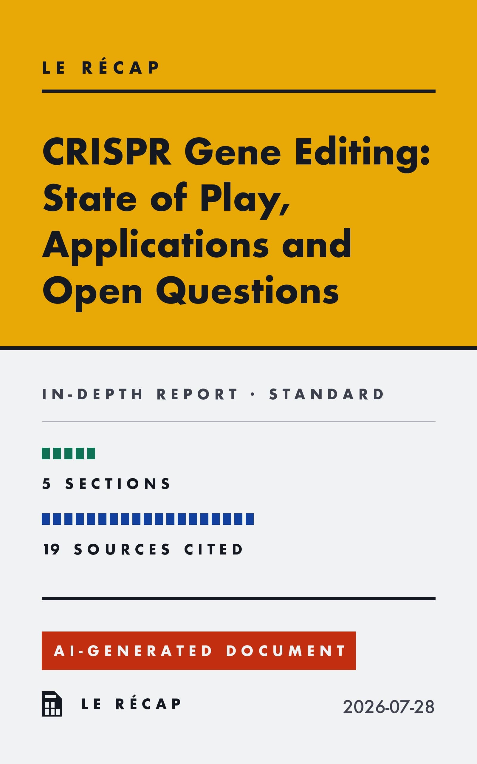 Couverture du document — CRISPR gene editing: state of play
